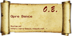Opre Bence névjegykártya